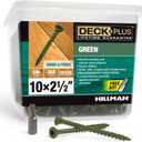 Deck Plus 2-1/2 Inch Epoxy Coated Exterior Wood and Fence Screws #10 x 2-1/2" Torx/Star Drive Included Coarse Thread, Outdoor Rust Resistant Decking Screw, Green, 5 lb Box, 365 Pieces | 48402