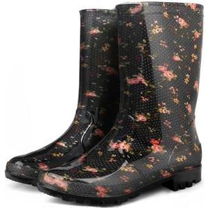 Hellorain Waterproof Rainboot for Women Lightweight PVC Women's Rain Footwear Suitable for Outdoor work Farming, Garden, Size 10