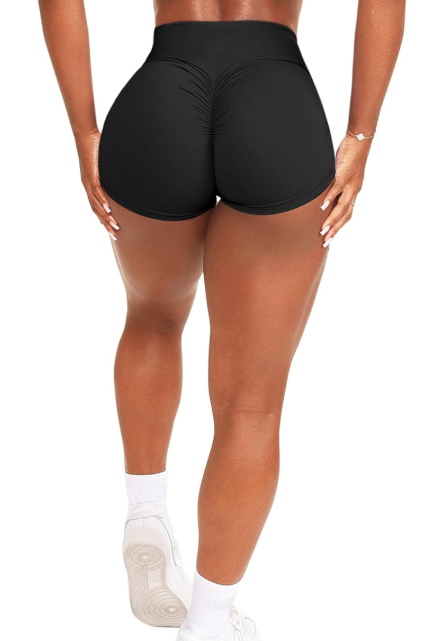 OZICERD Scrunch Butt Gym Shorts High Waisted Workout Biker Shorts Running Athletic Booty Shorts for Women Black Size M