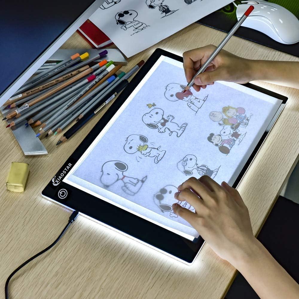 XIAOSTAR Light Box Drawing Pad, Tracing Board with Type-C Charge Cable and Brightness Adjustable for Artists, AnimationDrawing, Sketching, Animation, X-ray Viewing (A4) Not Rechargeable