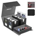 Kabinka Commander Deck Box for MTG Fits 400+ Double-Sleeved Card Storage, 5 IN 1 Removable Card Case with Dice Tray, Display Window for TCG/PTCG/EDH, 4 Magnetic One Touch Holders (Black)