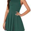 LYANER Women's Tank A Line Mini Dress Sleeveless Flared Swing Cocktail Party Mini Short Dress Dark Green# XX-Large