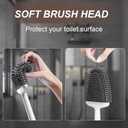 Sellemer Toilet Brush and Holder Set - Flexible Toilet Bowl Brush Head with Silicone Bristles, Compact Size for Storage and Organization, Ventilation Slots Base (1 Pack, Pearl White)