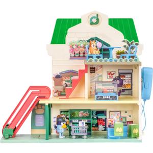 Bluey and Bingo Supermarket Playset with Escalator, Pretend Play Toys for Toddlers, Sounds and 15 Pieces, Grocery Store Playset