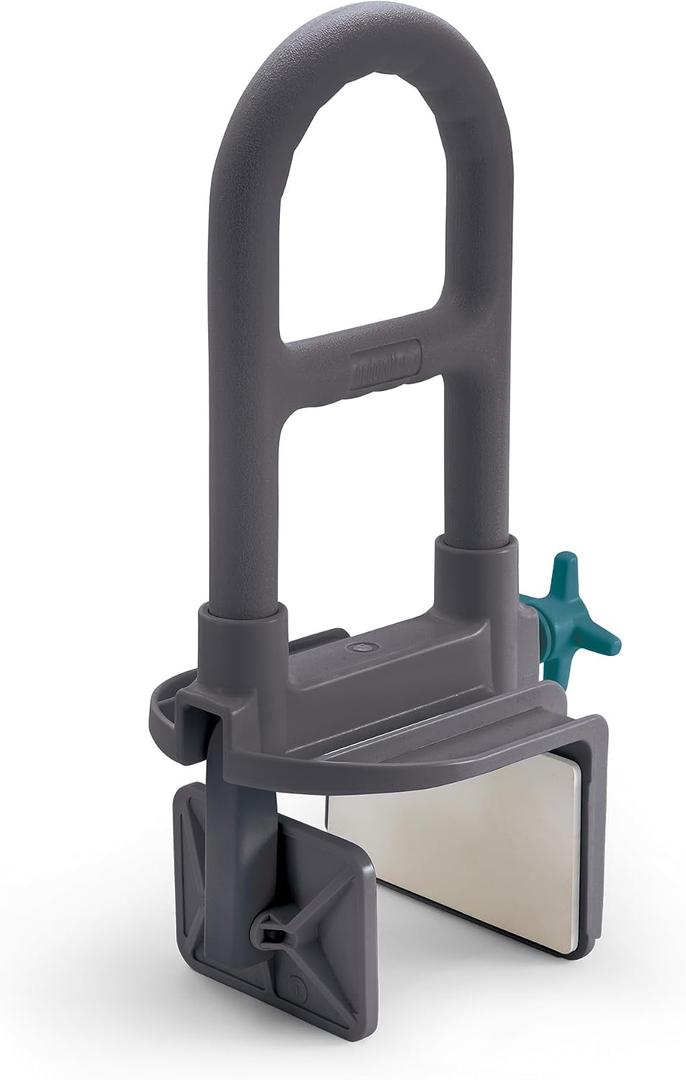 Medline Deluxe Plastic Tub Grab Bar, Microban Protection, 250lb Weight Capacity, Grey