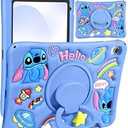 JoySolar for iPad 11th A16 Case 11 inch - for iPad 10th Gen 10.9 inch Soft Silicone Cute Cartoon Tablet Case with Rotating Stand & Detachable Shoulder Strap, Shockproof Cover for Kids Boys Girls, Blue