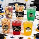 50 Pack Graduation Decorations Class of 2026, 16 Oz Black and Gold Clear Plastic Cups Disposable Party Cups for Drinks 2026 School Grad Party Favors Supplies