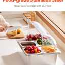 VEVOR Countertop Food Serving Display Container, 5 Pan Stainless Steel Food Serving Tray, Buffet Condiment Dispenser Display Rack with Clear Lid & 3 Freezer Boxes, for Restaurant Hotel Kitchen Party