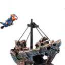 AWXZOM Aquarium Shipwreck Decoration + Little Diver Floating Fish Tank Decoration, Fish Tank Ornaments