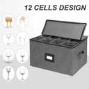 Wine Glass Storage Box 2 Pack, Hard Top Stemware Storage Cases Containers , Stackable Crystal Glass Storage Containers for 24 Glassware Drinkware, with Handles for Moving/Home, 17"x13"x10" Black