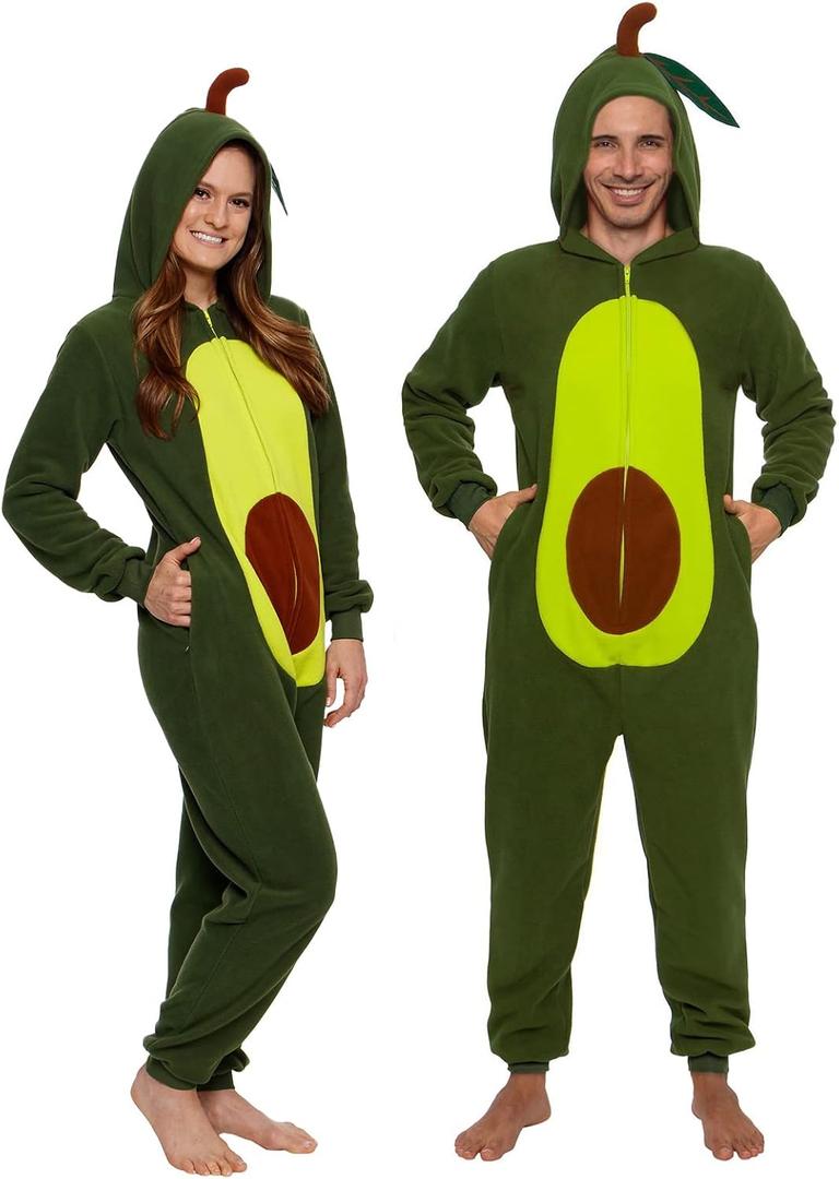 Funziez! Slim Pineapple and Avocado Adult Onesie - Food Costume - Christmas One Piece Cosplay Suit for Adults, Women and Men (Medium)