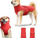 Dog Anxiety Calming Vest Adjustable Turtleneck Thunder Shirt Jacket for Fireworks, Separation, Vet Visits, Pet Hoodie for Large Medium Dogs (Red)