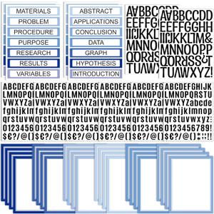 PerKoop 36 Sheets Science Fair Board Poster Boards Supplies 24 Self Adhesive Presentation Subtitles 4 Science Fair Project Titles 8 Personalized Letter Sticker for Classroom(Gradient Blue)