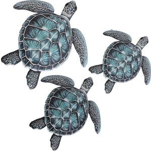 Novabright 3 Sizes Wooden Sea Turtle Wall Decor Rustic Farmhouse Ocean Turtle Wall Art Vintage Beach Ocean Hanging Decoration for Bathroom Bedroom Living Room Kitchen Garden Outdoor Indoor(Teal)