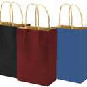 100 Pack Multicolor Small Color Gift Bags with Handles Bulk, 5.25x3.25x8 Inch White/Black/Green/Blue/Red Each 20pcs, bagmad Kraft Party Favors Grocery Retail Shopping Craft Paper Sacks (Multi Colored)