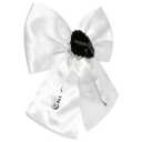 2 x LUV HER Universal Monsters - Gothic Jewelry Long Tail Silk Alike Premium Feel Hair Bow for Girls with Alligator Clip with Charm - Hair Accessory, Ages 3+