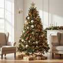 Suzile 12 Pcs Large Velvet Christmas Ball Ornaments, 4 Inch Brown & White Flocked Christmas Tree Ornament Shatterproof Hanging Xmas Ball Bulbs for 2025 Xmas Tree Home Decorations