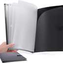 Cesil 10-Pocket File Folder, Letter A4 Paper Project Organizer Folders with Snap Button, Plastic Document Organizer for School Office Home, Black