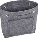 Vercord Mini Slim Small Felt Purse Organizer Insert Inside Handbag Tote Pocketbook for Women Grey