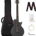 Enya Nova Go Carbon Fiber Travel Acoustic Guitar | 1/2 Size Lightweight Moisture-Proof Guitara | Adult & Beginner Portable Guitar with Gig Bag & Accessories (Black) (35")