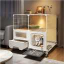 Indoor cat cage with Litter Box, Complimentary Cat Bed, Bow,lcat House with Wheels Outdoor,Large cat Villa Playpen, Small Animal Dog Kennel cat enclosures (28(L) x18(W) x34(H)