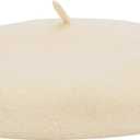 Kids French Beret Solid Color Cap - Classic Breathable Warm Hat Wool Felt Berets for Girls 3-7 Years (One Size, Beige)