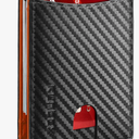 RUNBOX Slim Wallets for Men with RFID Blocking & Minimalist Mens Front Pocket Wallet Leather Black&inner Orange