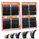 2 x Cat-Eye Volume Lash Clusters Book, Wispy Spiky Manga Full Look CC-Curl 288Pcs DIY Individual Eyelash Extensions 10-18MM Mixed Fake Eye Lashes Clusters Box