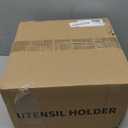 Suli Extra Large Kitchen Utensils Holder with 3 Compartments,Corner Utensil Caddy for countertop,Wooden Utensil Organizer for Kitchen Countertop, Farmhouse Decor- White