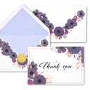 AZAZA Floral Thank You Cards with Envelopes 24 PK, Wedding Purple Cards Unique Floral Design, 4x6 Wildflower Thank You Notes for Baby Shower, Bridal Shower, Sympathy (Purple Violet Flowers), Pack 2
