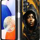 for Samsung Galaxy A25 5G Case, Heavy Duty 3 in 1 Hybrid Military Grade Shockproof Drop Full-Body Protective Cover for Samsung Galaxy A25 5G 6.5 inch, African Black Girl