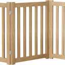 3-Panel Solid Wood Dog Gate - Freestanding Folding Pet Gate for Doorways, Stairs, Indoor, 24" Height, No Installation Needed, Natural Wood