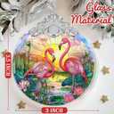Flamingo 2025 Ornaments for Christmas Tree, Stained Glass Christmas Decoration, Holiday Decor, Gift Idea for Lovers