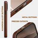 Genuine Leather Case for iPhone 13 Pro Max 6.7 inch, Compatible with MagSafe, Oil Wax Top-Grain Leather, Metal Buttons and Camera Bezel