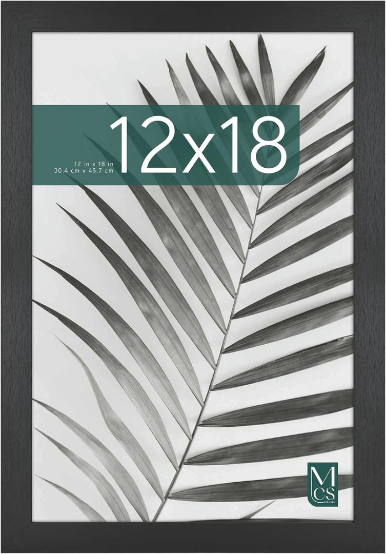 MCS Studio Gallery 12x18 Picture Frame Black Woodgrain Engineered Wood, Rectangle Photo Frame for Photos, Posters & Art Prints (1-Pack)