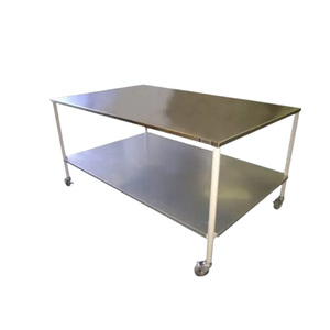 EnduraSteel Stainless Steel Mobile Prep Table with Powder-Coated Mild Steel Frame, 72" L × 48" W × 36" H