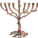 The Dreidel Company Tree of Life Menorah Rustic Copper Finish Full Size 10 Inches Long, Fits Standard Chanukah Candles - Rustic Copper Finish