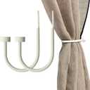 Quality Curtain Holdbacks, Solid Steel Curtain Holdback with Disk Finial, Set of 2 Window Curtain Tieback Hooks, White