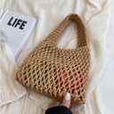 Verdusa Women's Hollow Out Crochet Bags Top Handle Beach Vacation Lightweight Small Handbag