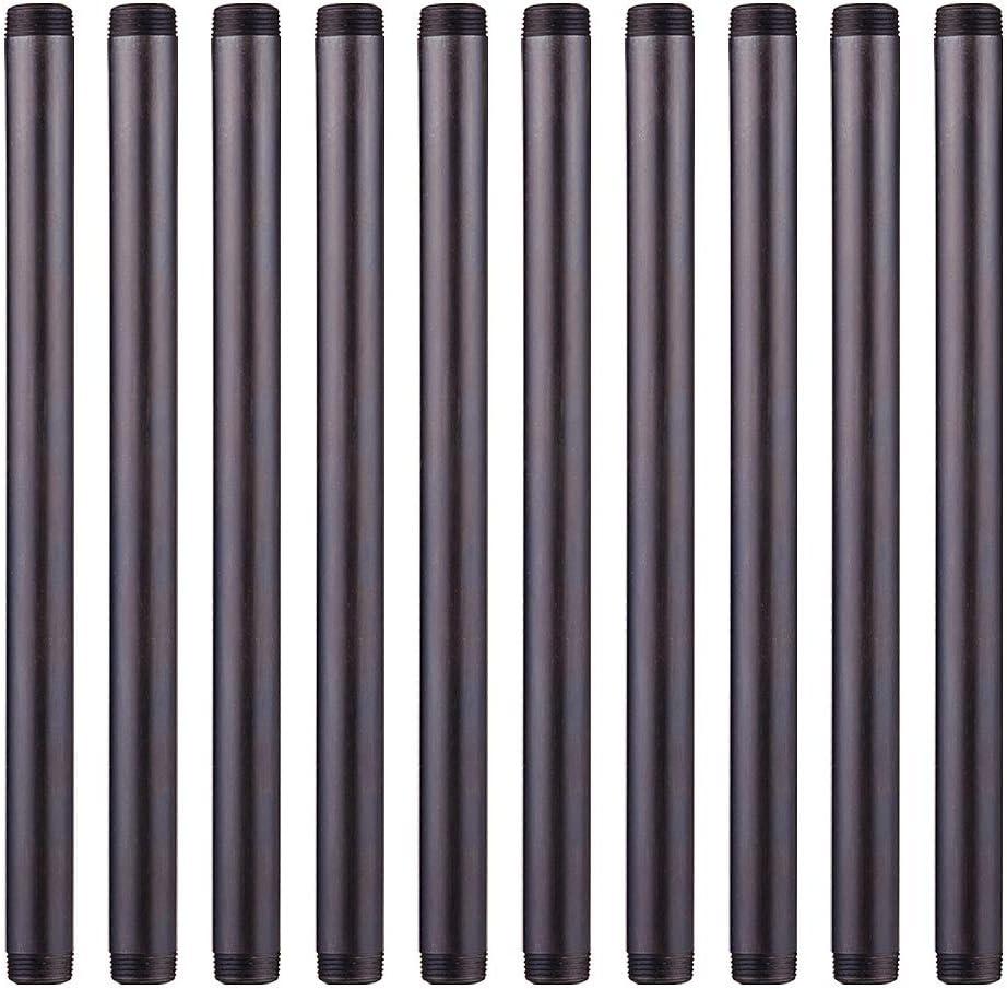 1” x 18 ” Black Malleable Steel Nipples Fitting, 1-Inch Threaded Pipe Nipples, DIY Steampunk Industrial Vintage Style, 10 Pack.