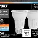 Feit Electric PAR16 LED Light Bulbs, 45W Equivalent, Dimmable, Color Selectable 6-Way, 5CCT, E26 Base, 90 CRI, 375 Lumens, Damp Rated Flood Light Bulb, 22-Year Lifetime, PAR1645DM/6WYCA/2, 2 Pack