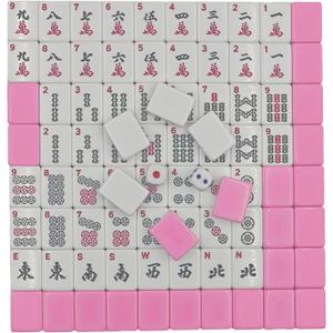 American Mahjong Tile Set, 166 Pink Tiles with Two Dices, Mahjong Tile Game for Four Players, (1.2x0.9x0.51)