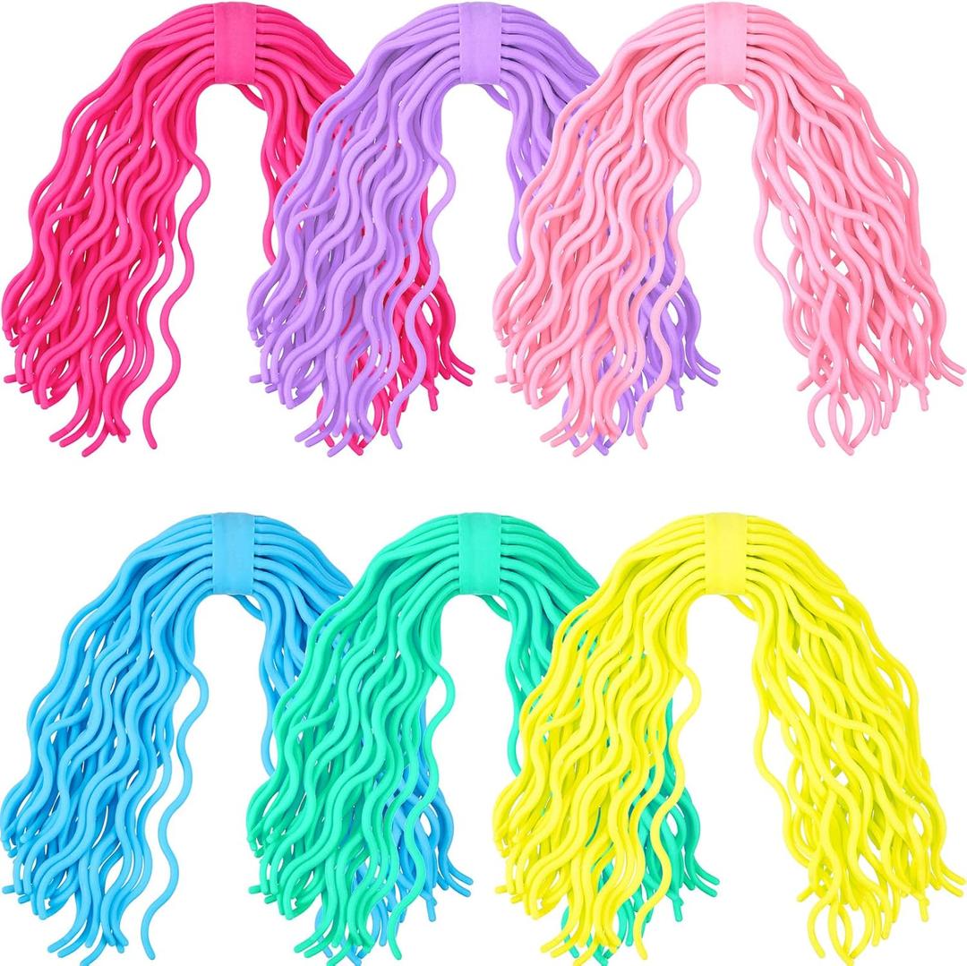 Civaner 6 Pieces Sensory Spaghetti Stretchy Toy Stretchy Pasta Toy Ramen Fidget Strings for Stress Relieve Gifts Early Education Birthday Easter Day Holiday Party Gifts(Multicolor)