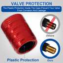 4 x Red Anodized Aluminum Tire Valve Stem Caps with Plastic Inner Sleeve, Corrosion Resistant. Universal Valve Caps for Cars, Trucks, Motorcycles, Pack of 5