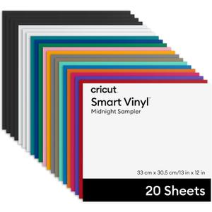 Cricut Smart Vinyl Matless Permanent Vinyl, Colorful Sampler 13 in x 12 in (20 ct)