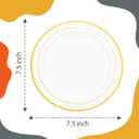 WELLIFE 144Pcs Gold Dessert Plates, 7.5 Inch Plastic Appetizer plates, Heavy Duty plastic Party Plates, White and Gold Plastic plate for Party and Wedding