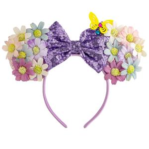 CHuangQi Mouse Ears Headband with Bow, Double-sided Sequins, Glitter Hair Band for Birthday Party, Holiday Dresses & Cosplay