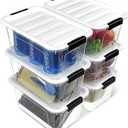 EOENVIVS Plastic Storage Bins with Lids 6 Pack, 7 Quart Storage Containers with Black Buckle Latch, Stackable Storage Containers for Home Pantry Office Classroom Organization, White