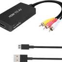 HDMI to RCA Converter, HDMI to AV 3RCA CVBs Composite Video Audio Converter Adapter Supports PAL/NTSC for TV Stick, Roku, Android TV Box, DVD ect, Black