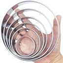 Doczen 6 Pcs Round Cookie Cutter Set (2, 3, 3.5, 4, 5, 6 Inch) - Round Cookie Cutter 4, 5, 6 Inch, Stainless Steel